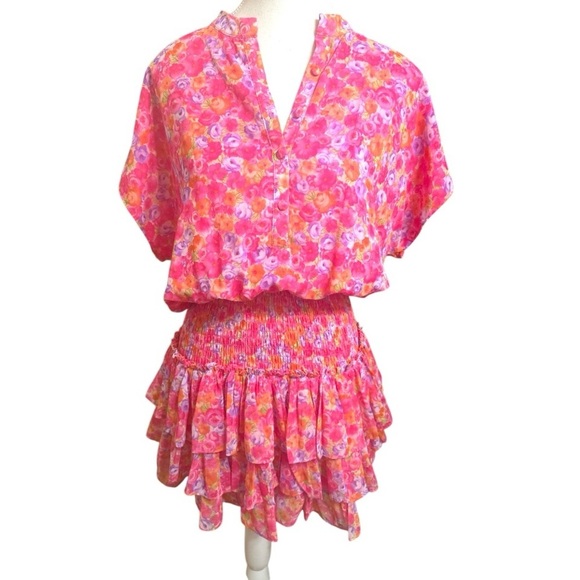 RESET by Jane Pink Smocked Ruffle Dress Size Medium - Picture 4 of 12